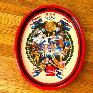 Vintage 1984 Coca Cola USA Olympics tray feat. Caitlyn (Bruce) Jenner